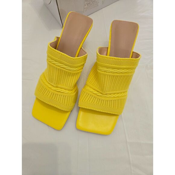 NIB Heeled Slip-on Sandals Women 39 Yellow - Picture 2 of 4